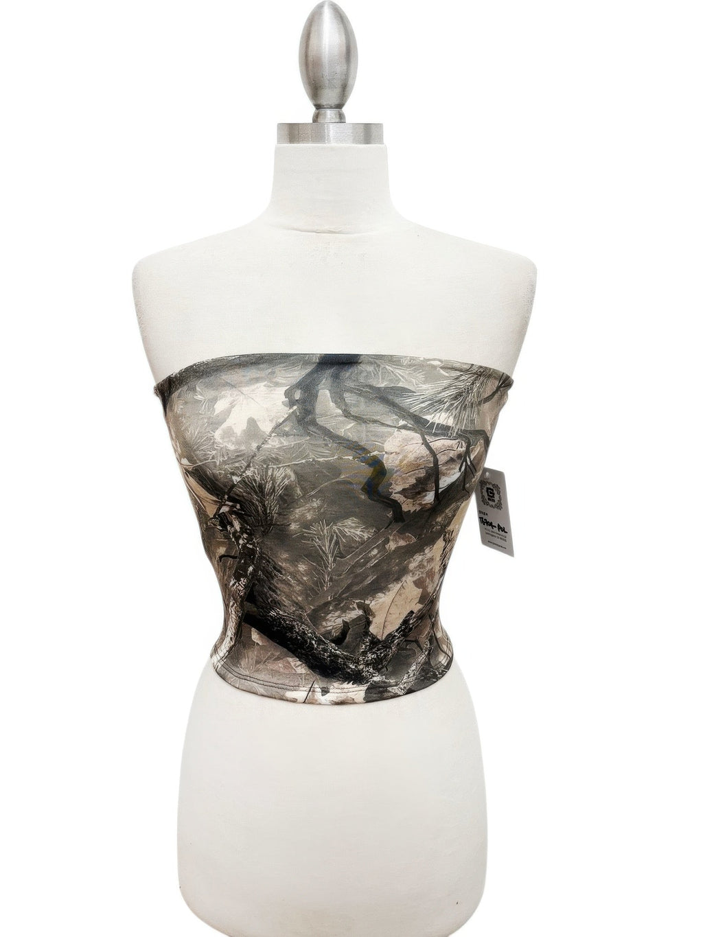 Camo Chic Strapless Stretch Crop Top