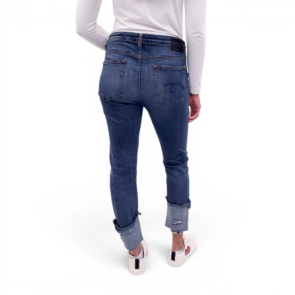 R13 'BOY SKINNY' CUFFED JEANS - SIZE 31