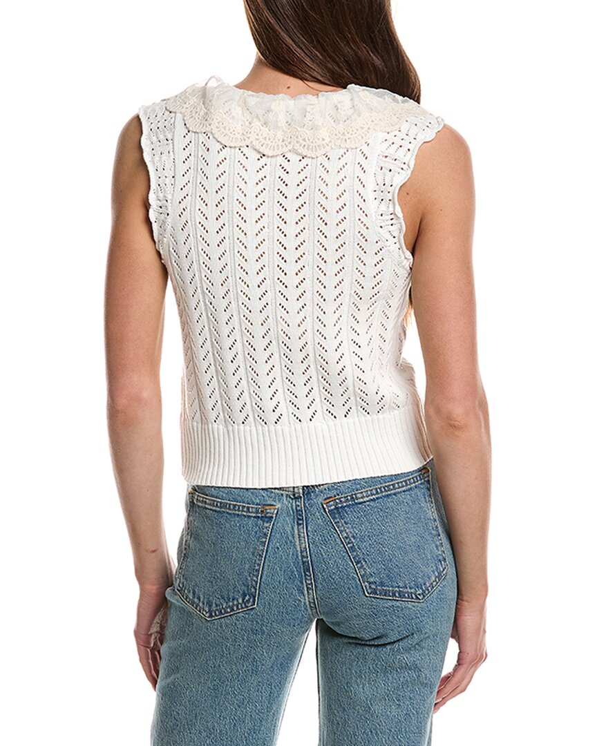 Design History Button Front Lace Collar Blouse