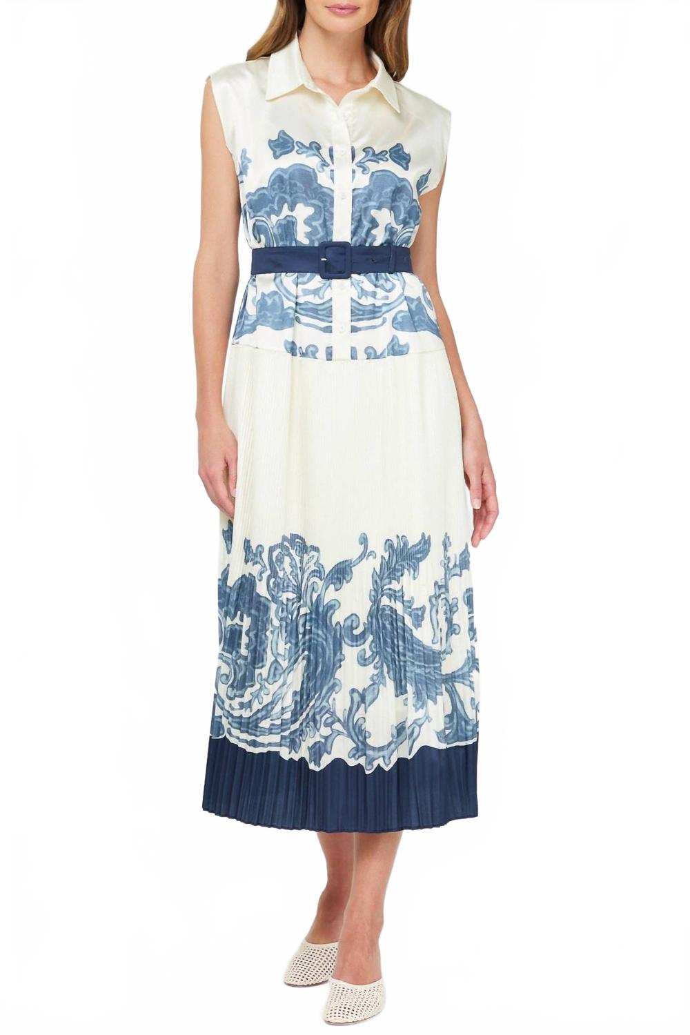 The Riyanna Pleated Dress In White