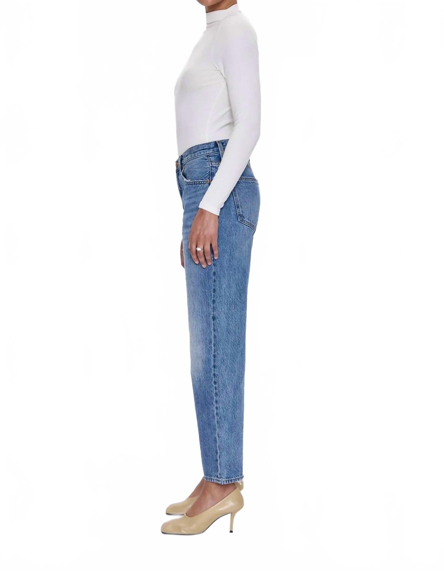 Lexi Mid Rise Bowed Straight Jeans In Metropolis