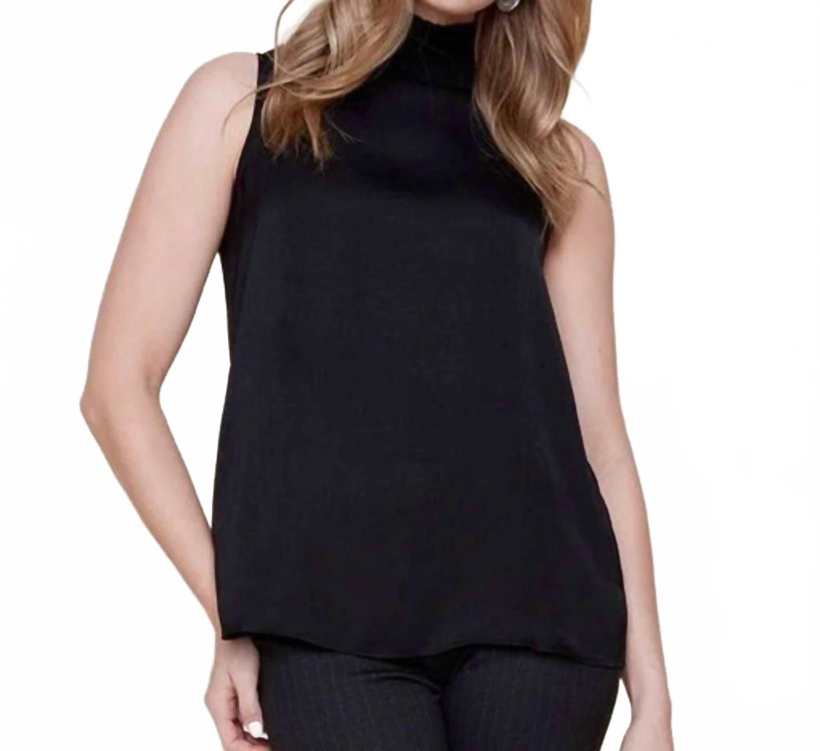 Sleeveless Mock Neck Top In Black