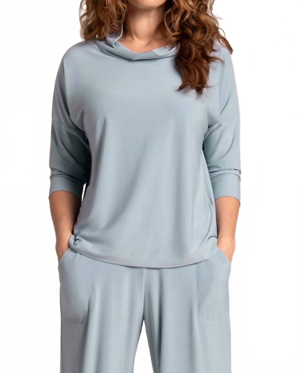 Slouch Sweatshirt Top In Stone Blue