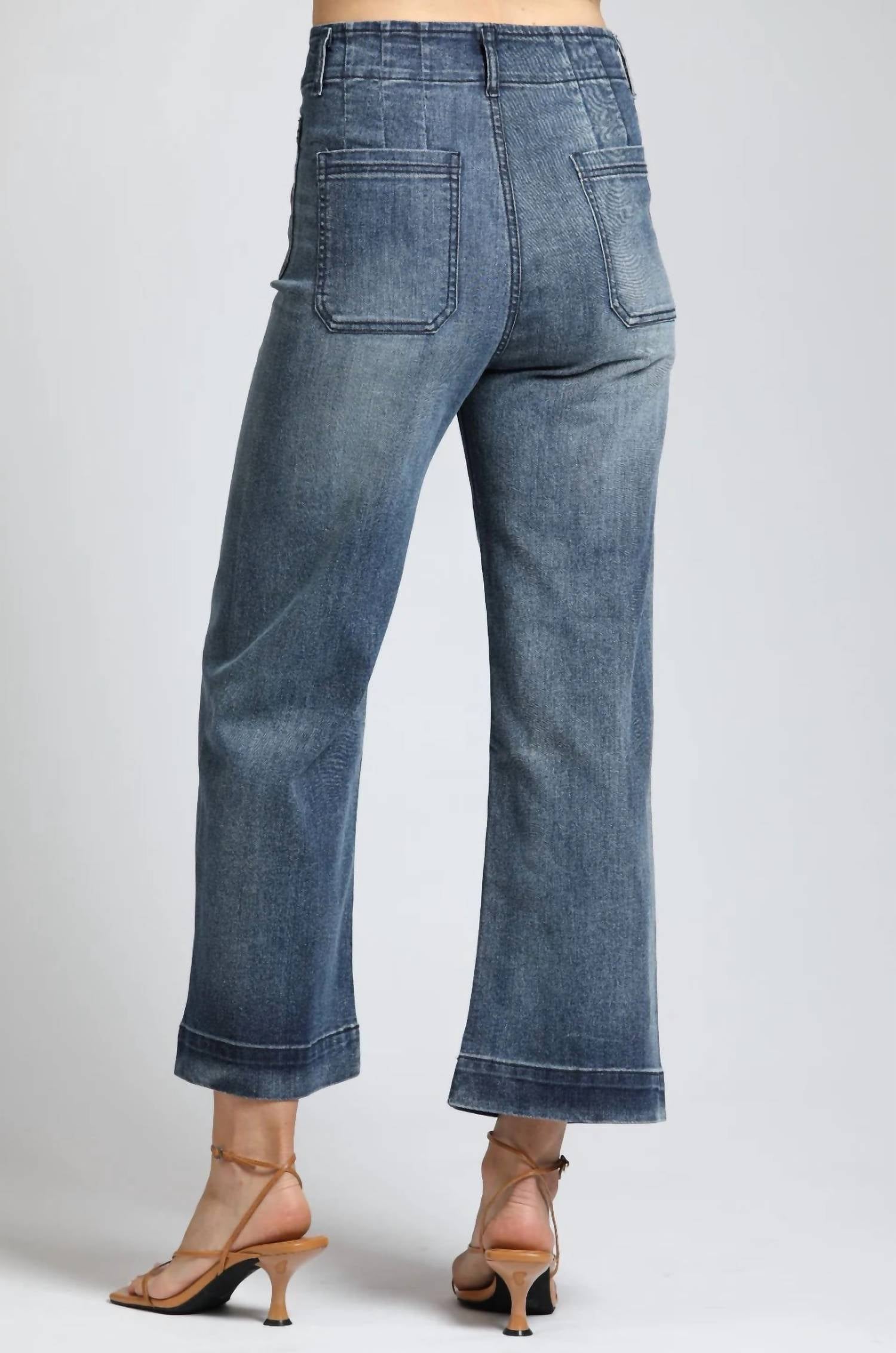 Just In Time Cropped Wide Leg Pants In Indigo