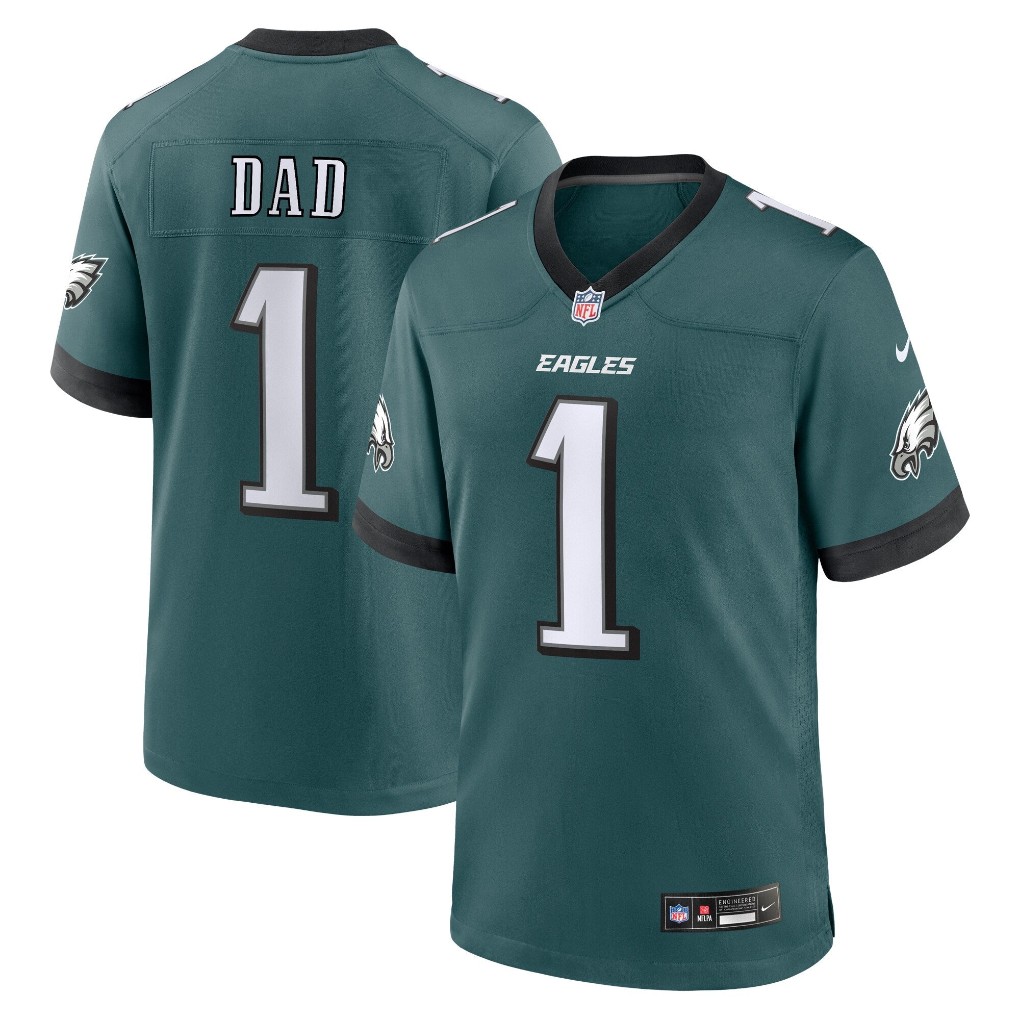 Philadelphia Eagles Midnight Green #1 Dad Game Jersey