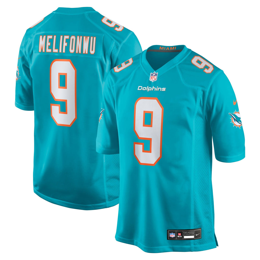 Miami Dolphins Ifeatu Melifonwu Aqua Team Game Jersey