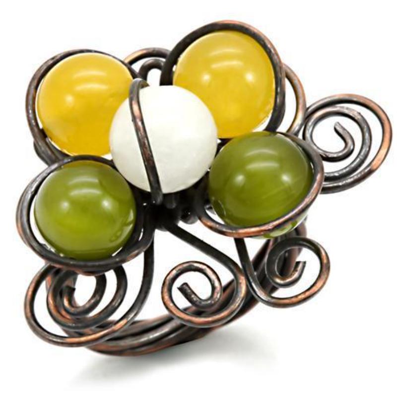 Antique Tone Brass Ring with Assorted in Multi Color