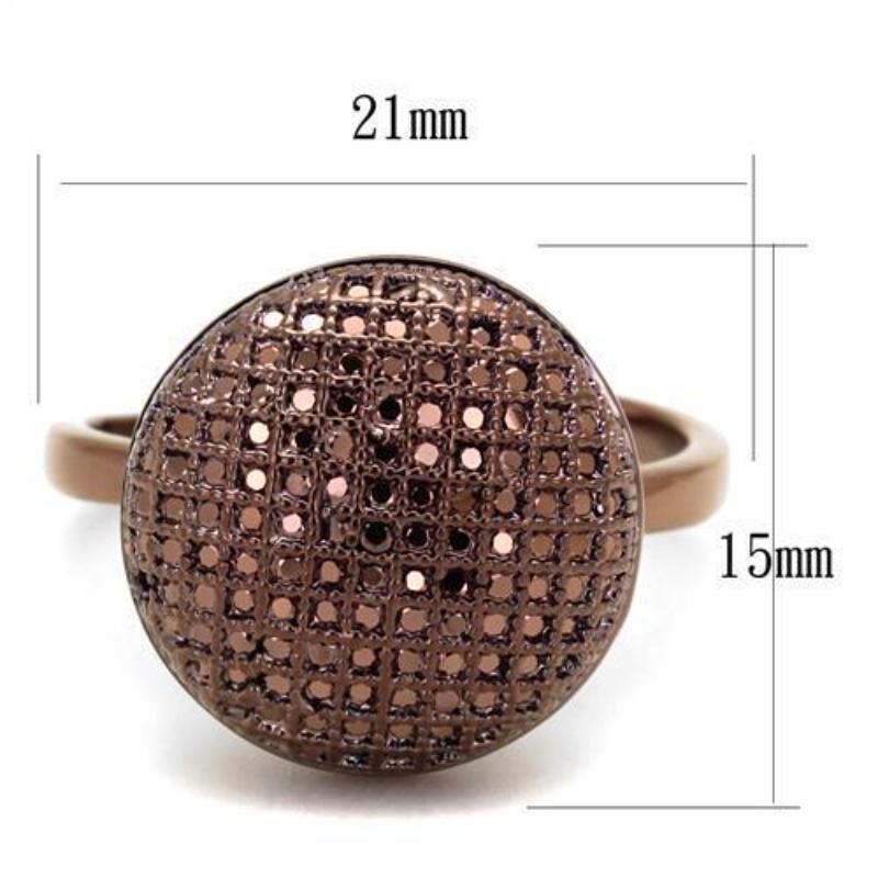IP Coffee light Brass Ring with AAA Grade CZ in Light Coffee