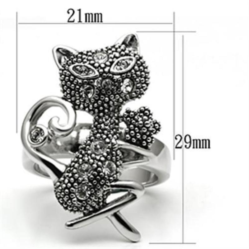 Rhodium Brass Ring with Top Grade Crystal in Clear