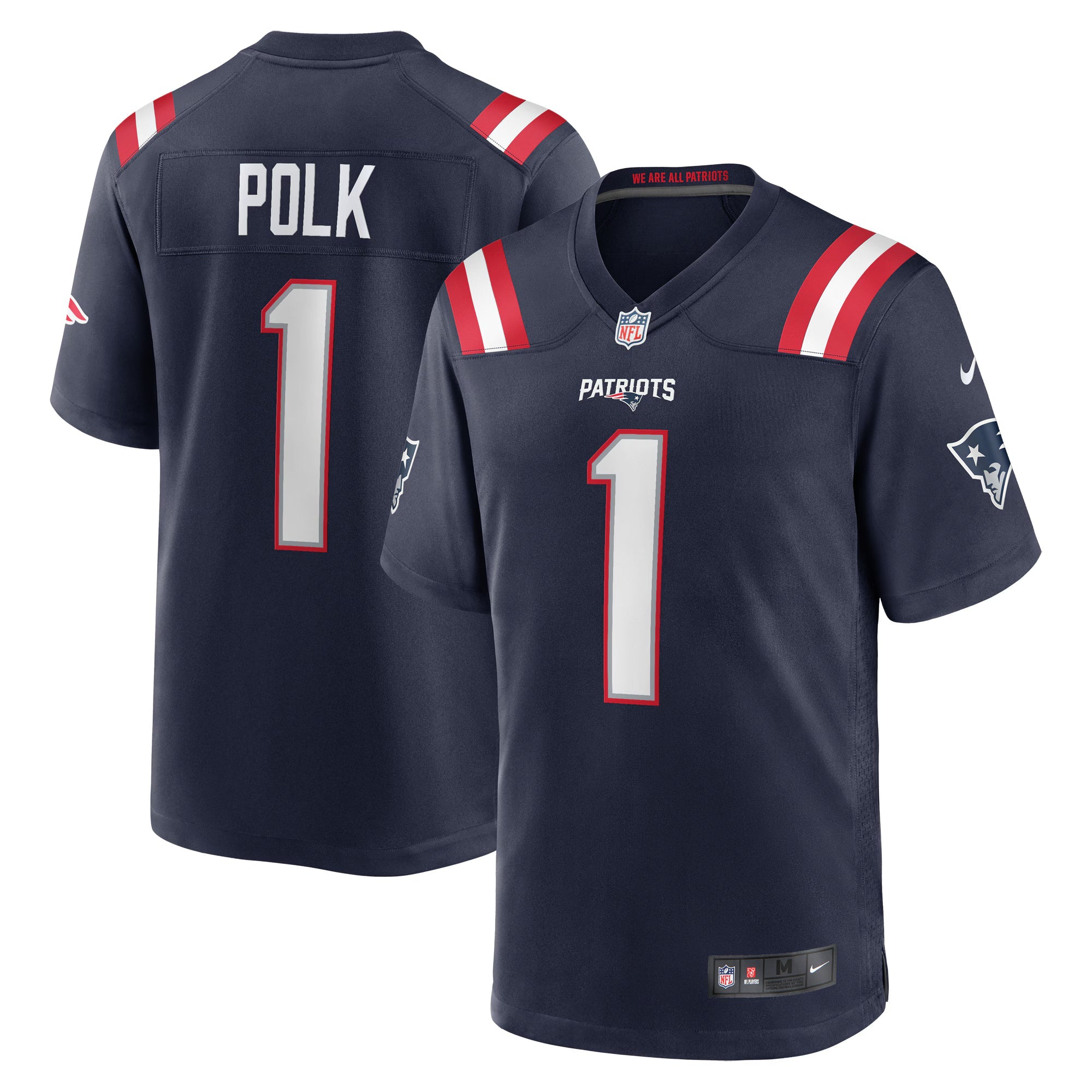 New England Patriots Ja'Lynn Polk Navy Team Game Jersey