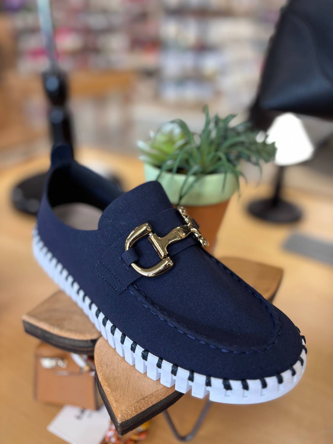Women's Suede Slip On Buckle Sneakers In Dark Indigo
