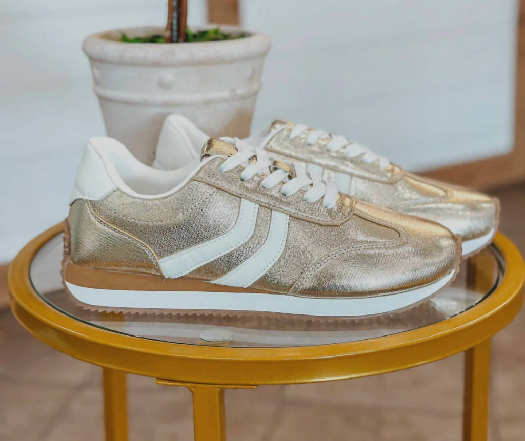 Women's Kickoff Sneakers In Gold Crinkle Metallic