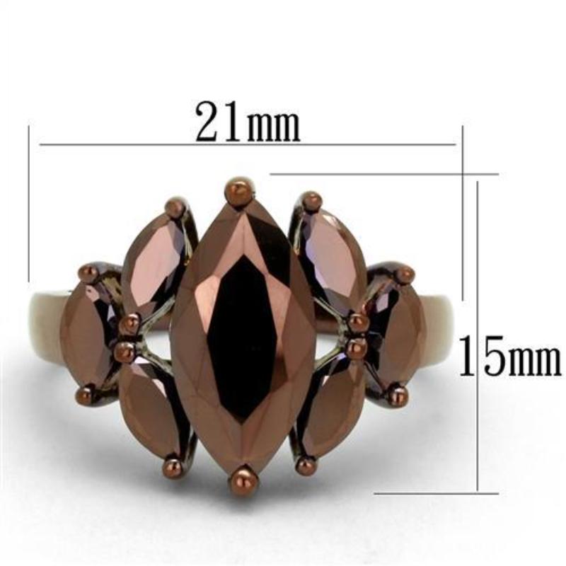 IP Coffee light Brass Ring with AAA Grade CZ in Light Coffee