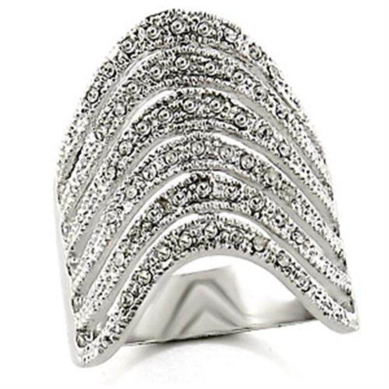 Rhodium Brass Ring with Top Grade Crystal in Clear