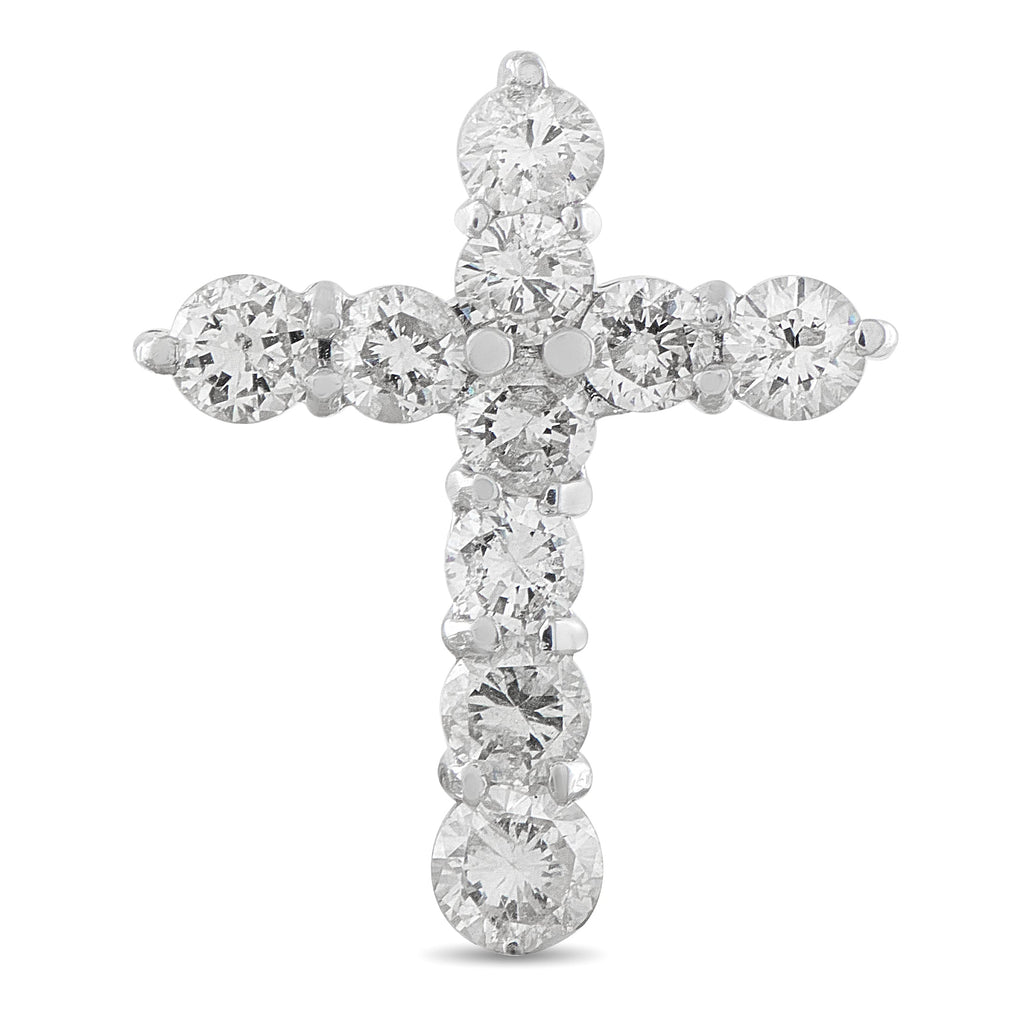 LB Exclusive 18K White Gold 1.0ct Diamond Cross Pendant MF08-041326