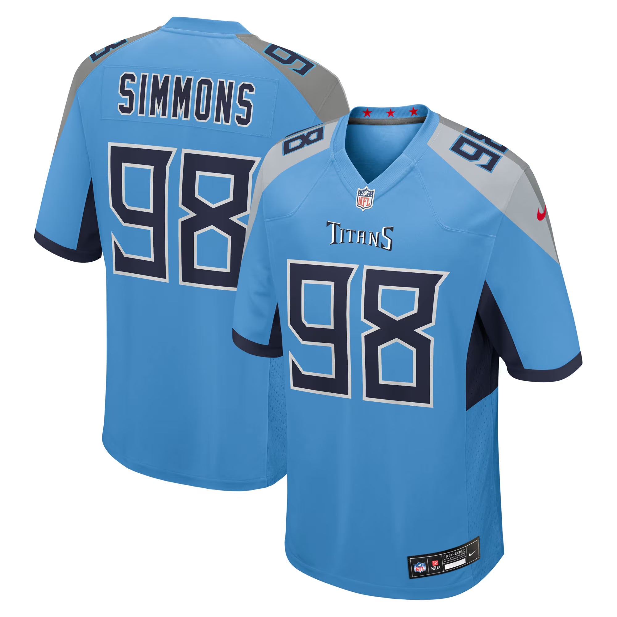 Tennessee Titans Jeffery Simmons Light Blue Team Game Jersey