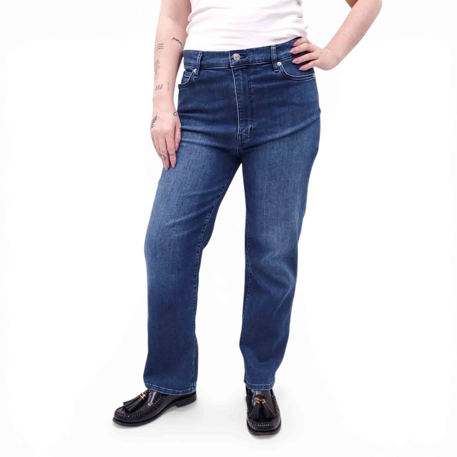 FRAME DARK FADED WASH 'LE SLEEK STRAIGHT' JEANS - SIZE 31