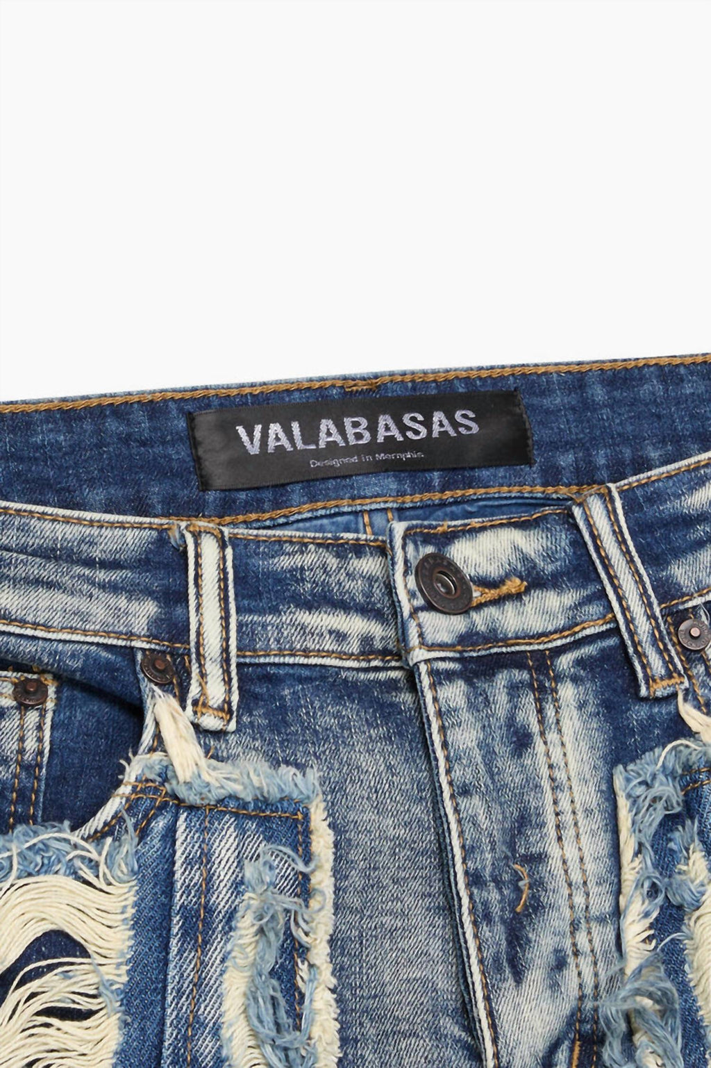 Women's Contrast Stacked Jean In Blue Washed