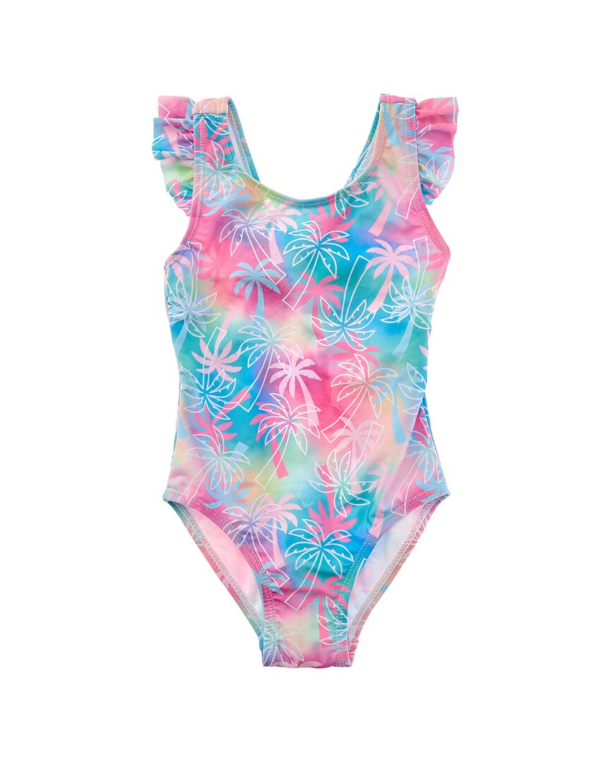 Flap Happy One Piece Pink Tropical Palms Swimsuit