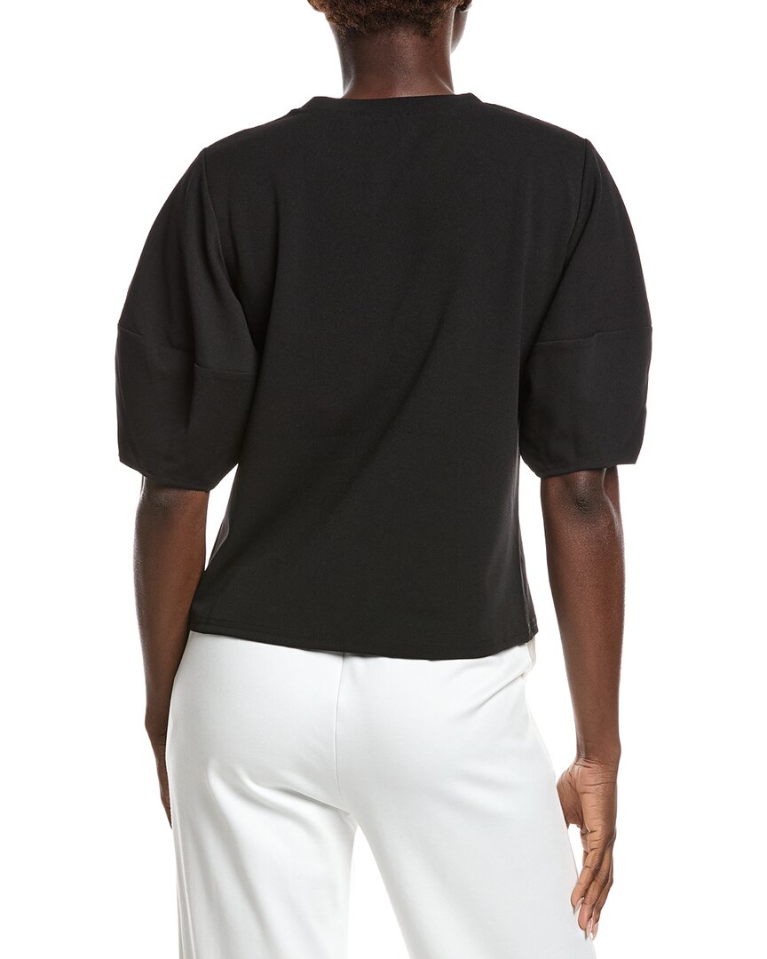 Gracia Abstract Face Embroidered Puff Sleeve Top
