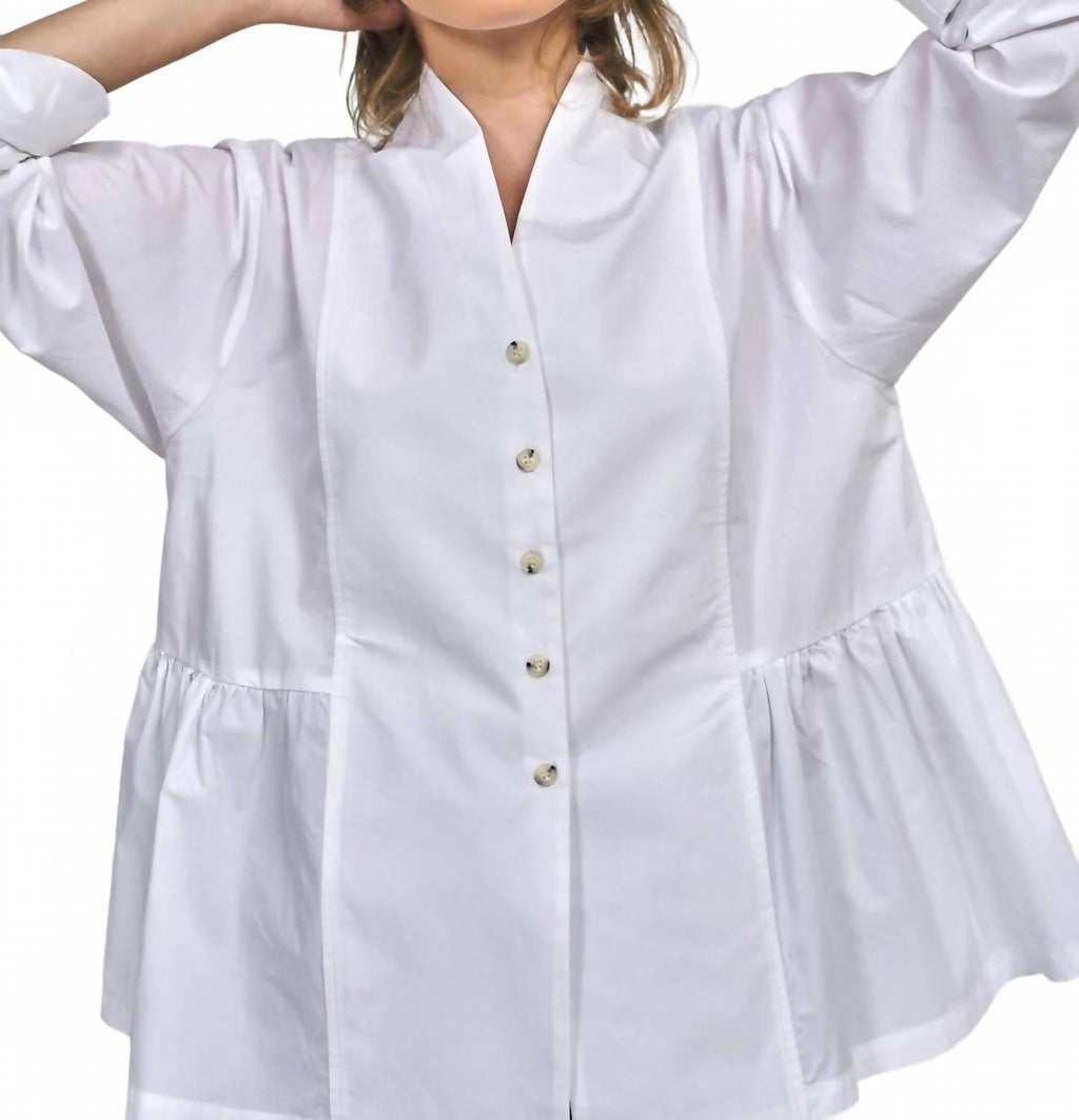 Addison Peplum Blouse In White
