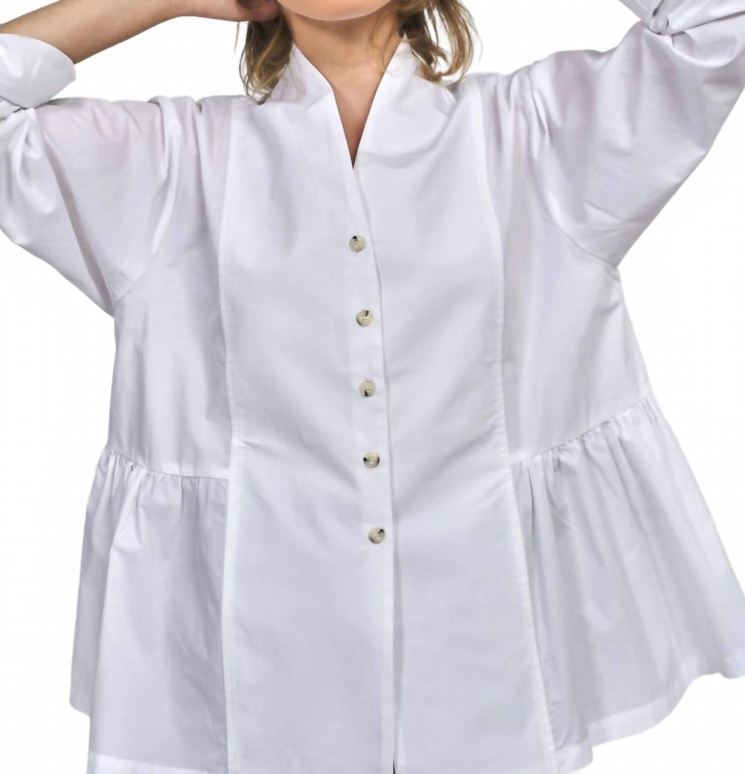 Addison Peplum Blouse In White