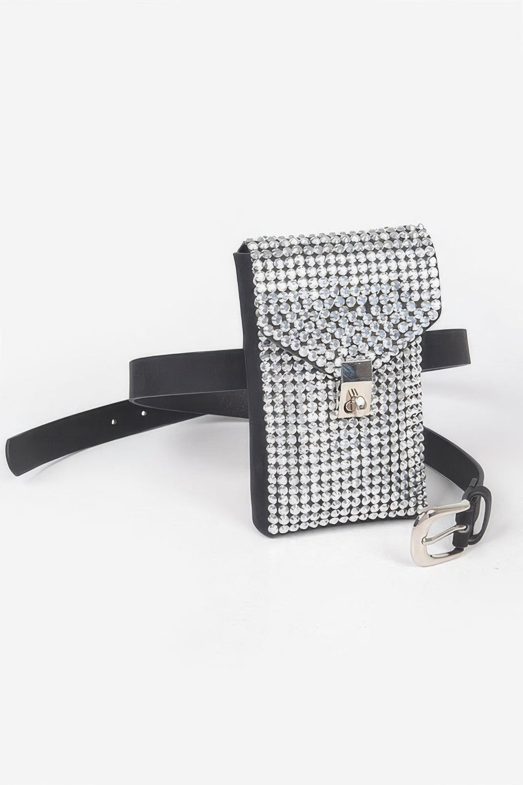 Shinny Acrylic Stone Plus Size Belt Bag W/chain