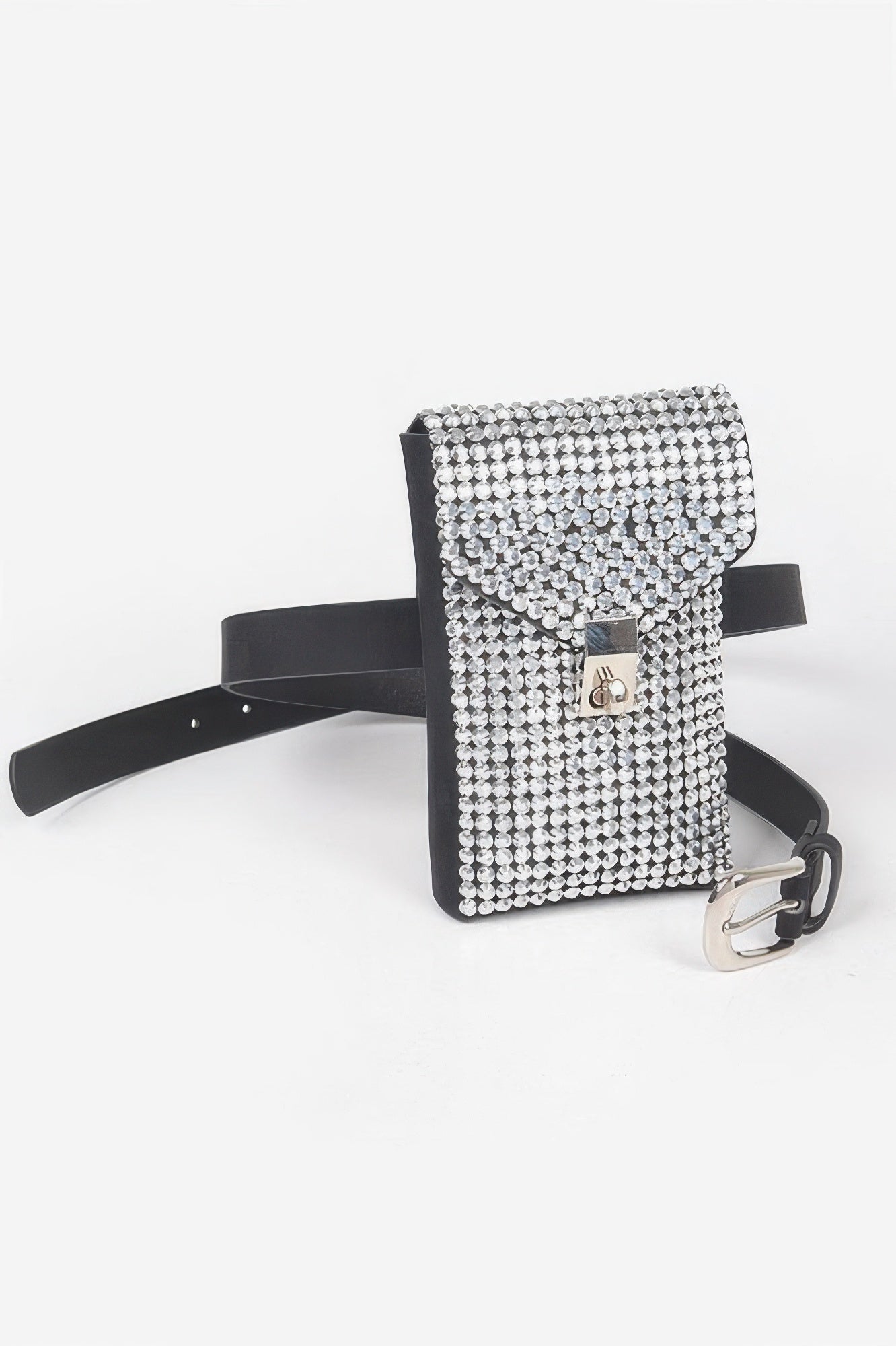 Shinny Acrylic Stone Plus Size Belt Bag W/chain
