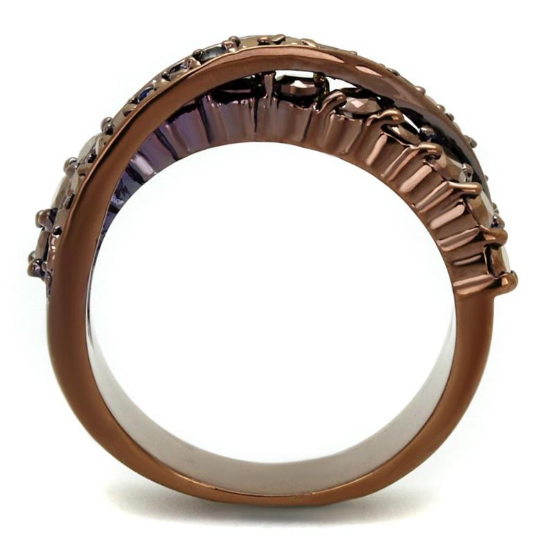IP Coffee light Brass Ring with AAA Grade CZ in Light Coffee