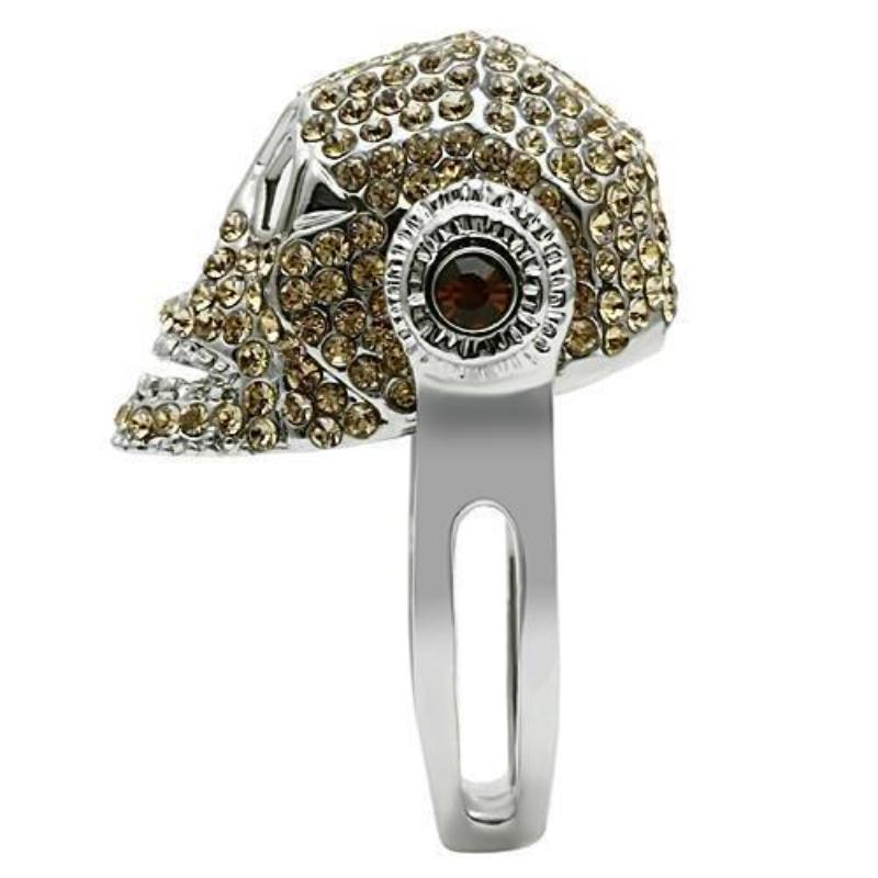 Rhodium White Metal Ring with Top Grade Crystal in Citrine Yellow