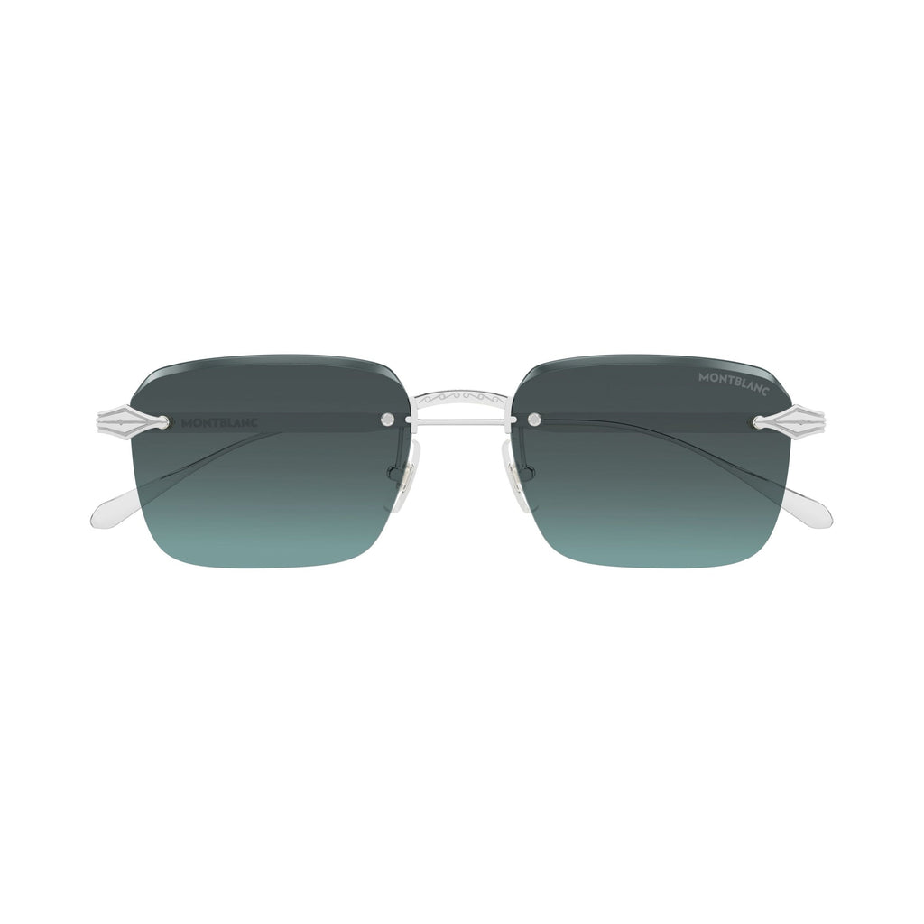 Rimless Square Sunglasses With Gradient Lenses And Arrow Motif