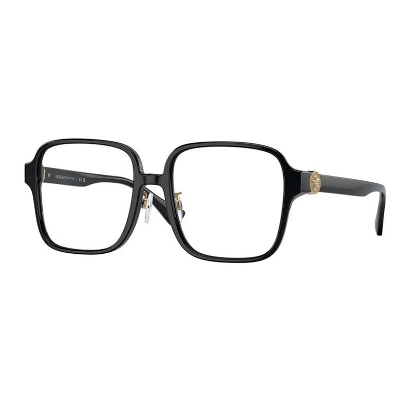 Versace Eyeglasses Square Full Rim, Black Frame And Clear Demo Lenses Lens Ve3333Dgb1