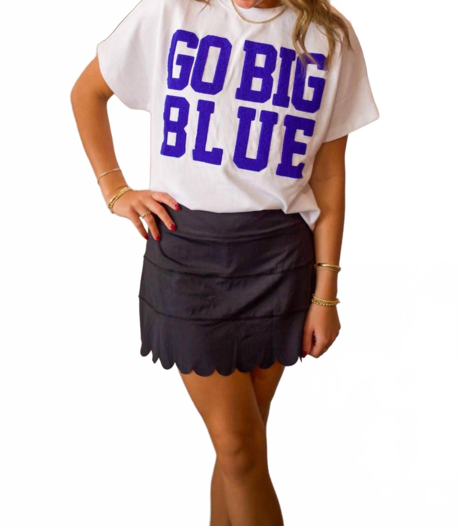 Solid Scallop Skort In Black