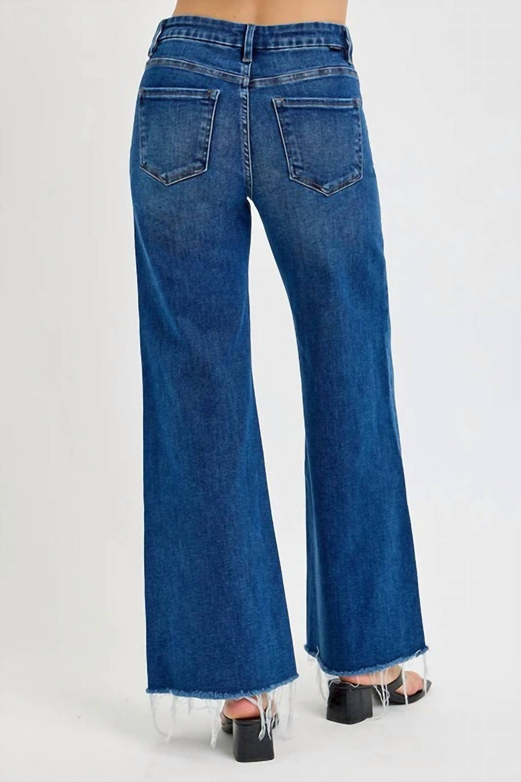Tummy Control High Rise Wide Jeans In Dark Wash