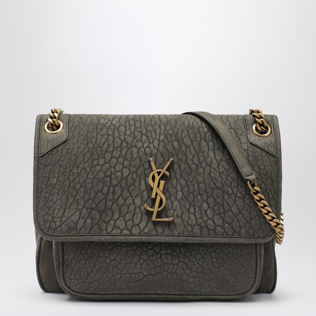 Saint Laurent Niki Crossbody Bag In Zinc Grey Lambskin Leather Women