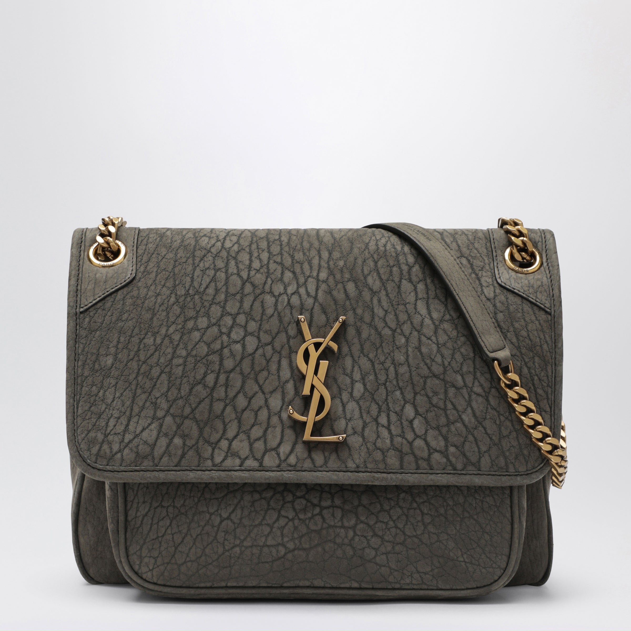 Saint Laurent Niki Crossbody Bag In Zinc Grey Lambskin Leather Women