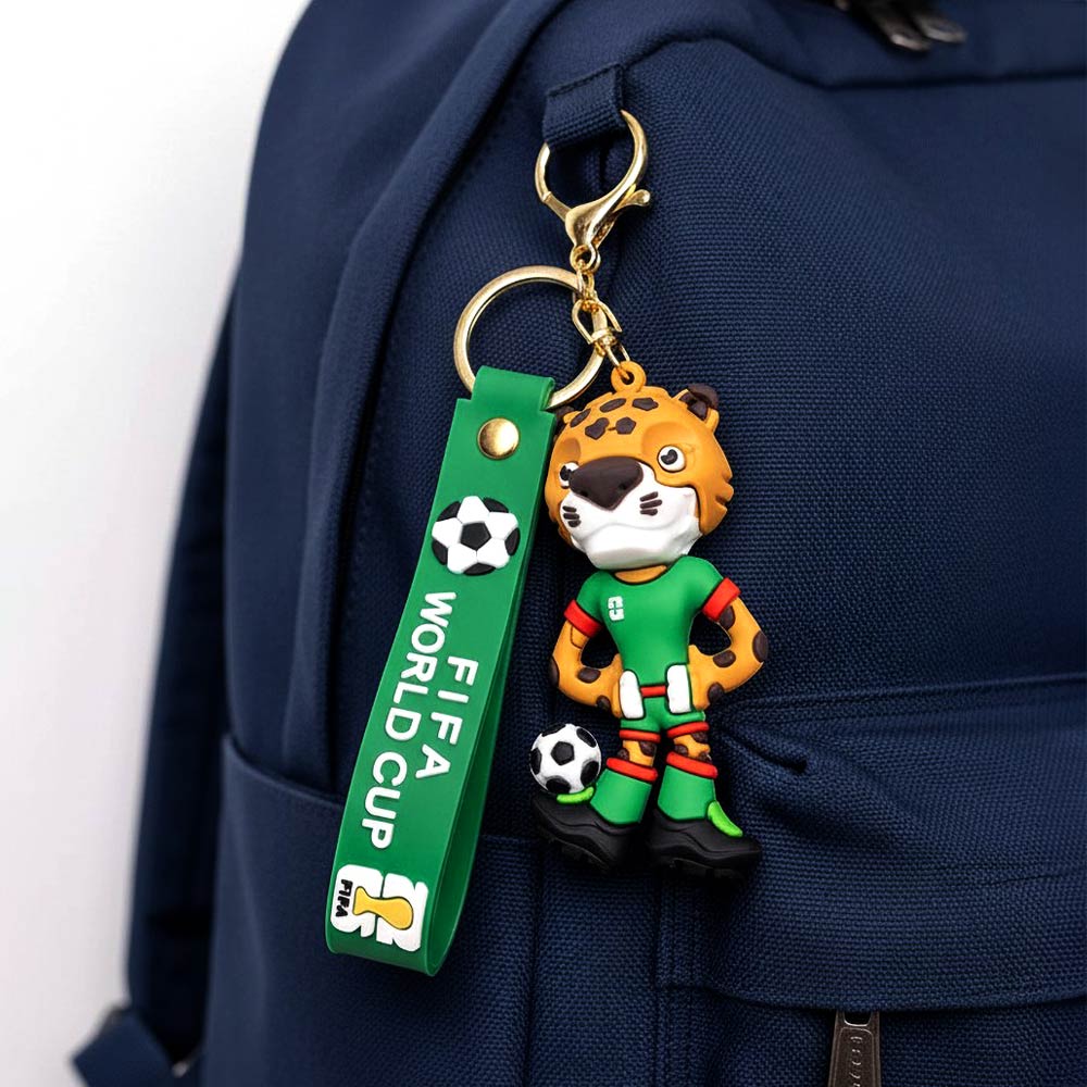 12PCS - FIFA World Cup 2026 Mexico Soccer Leopard Character Figure Strap Keychains