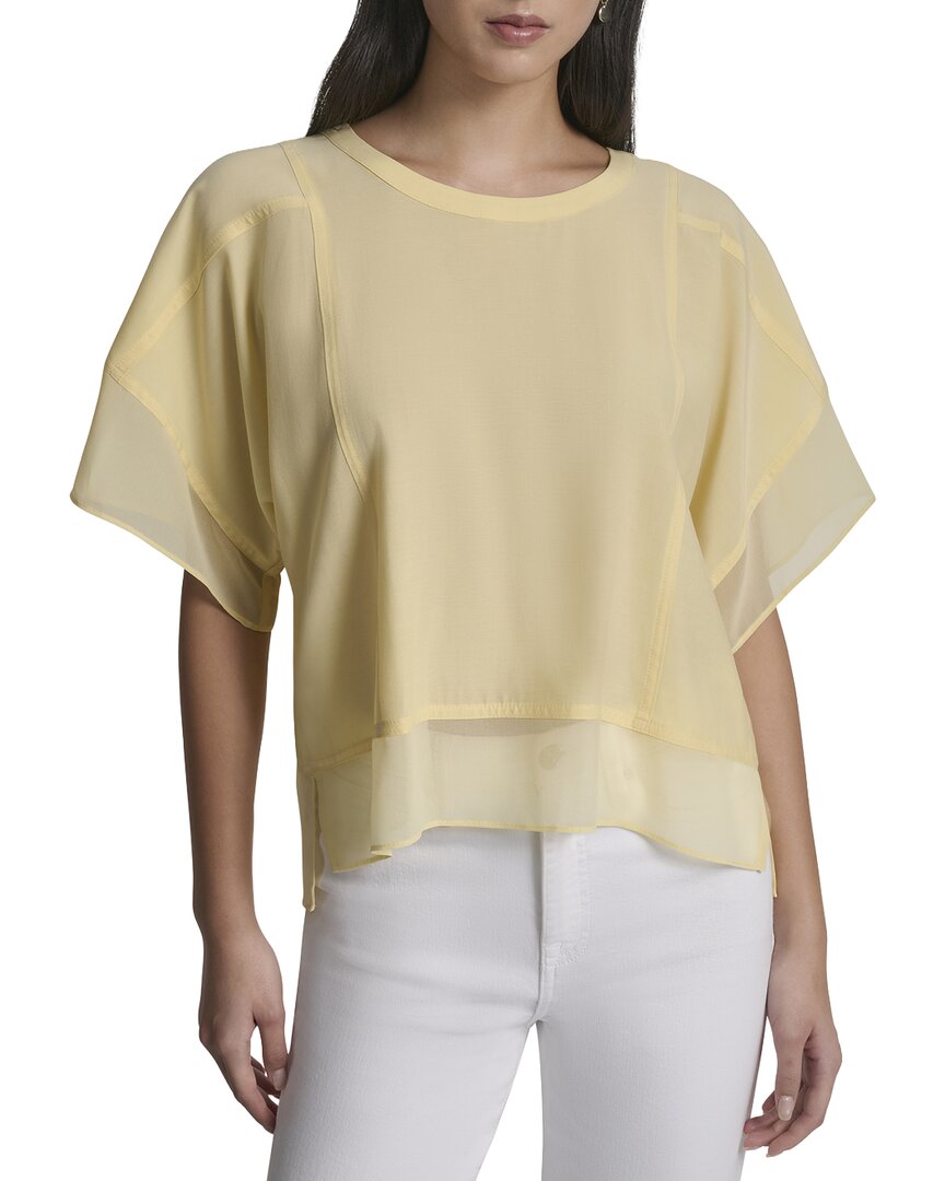 DKNY Dolman Sleeve Mix Media Top