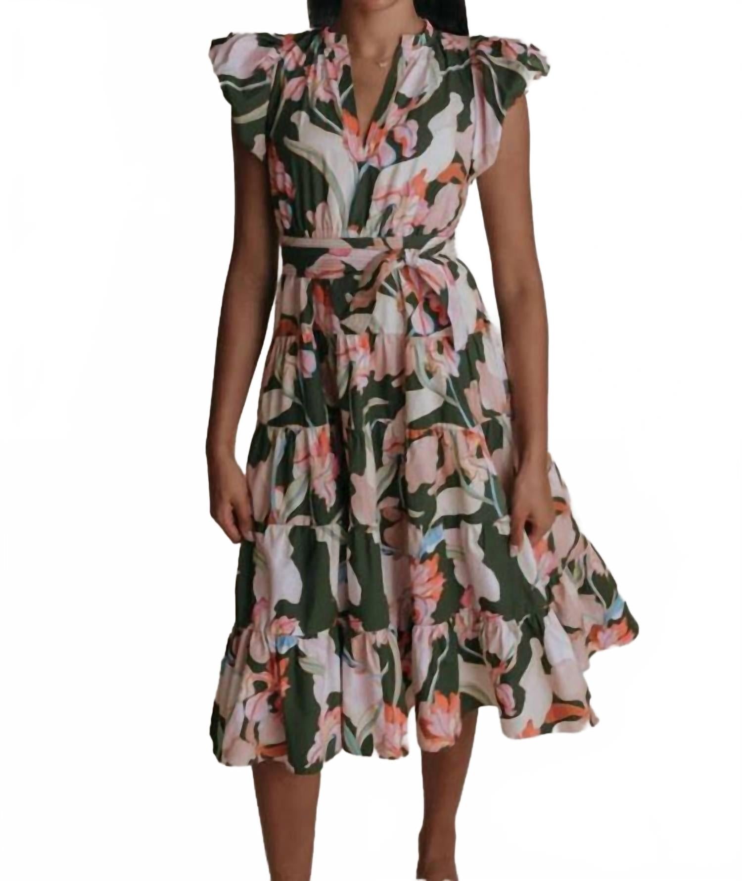 Daphne Midi Dress In Saint Kitt's Floral Print