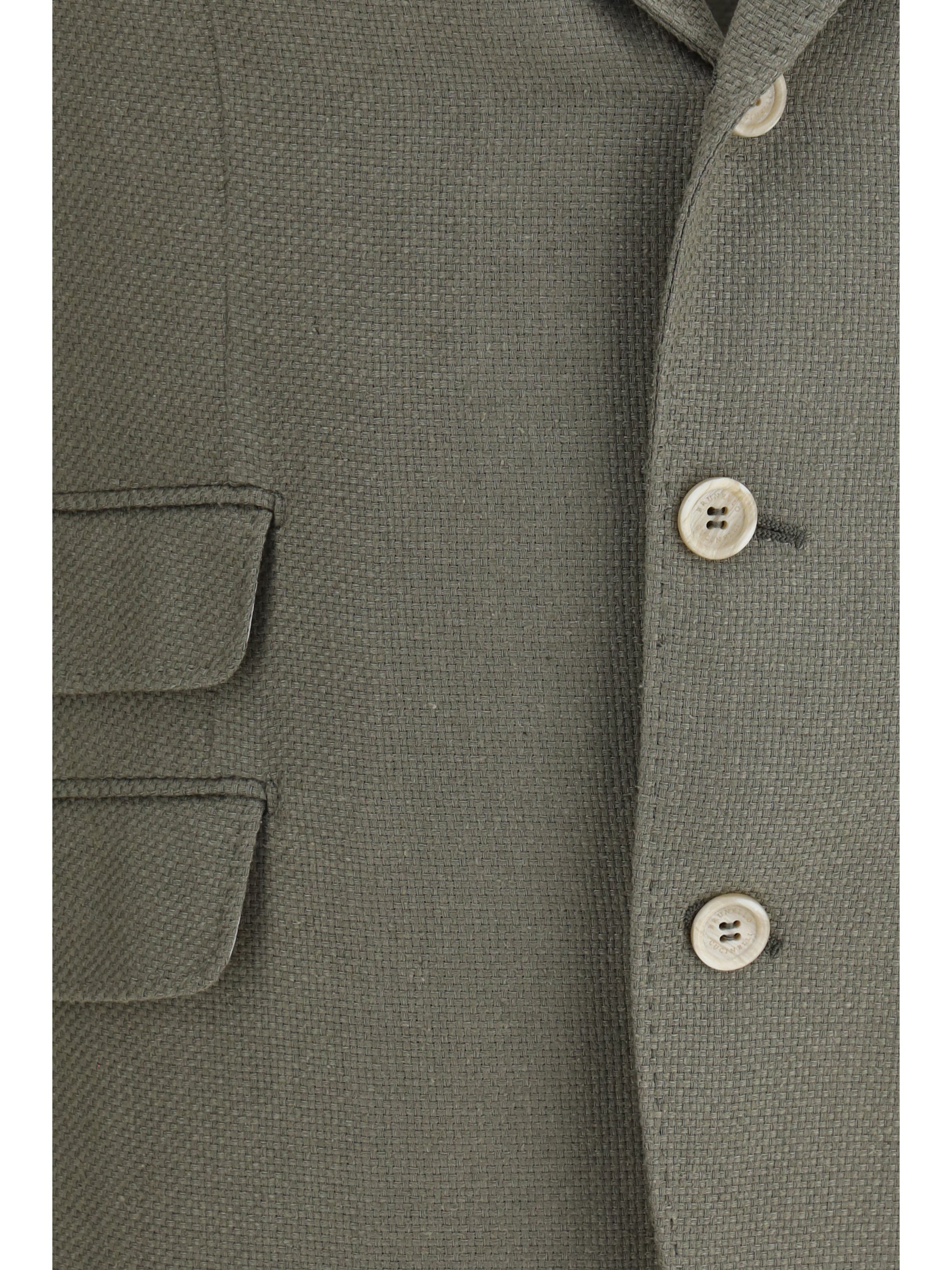 Brunello Cucinelli Men Single-Breasted Silk And Linen Jacket