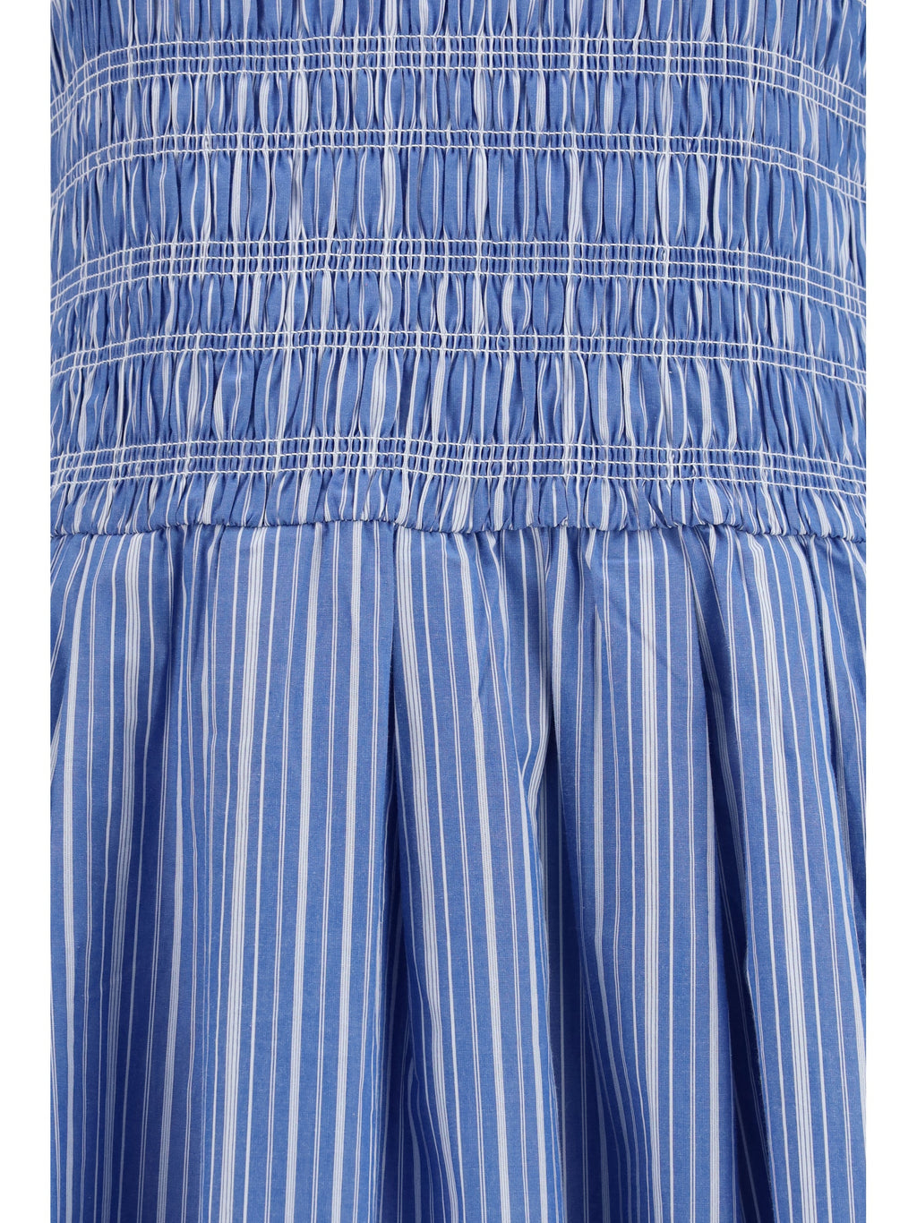 Ganni Women Striped Cotton Dress With Puff Sleeves