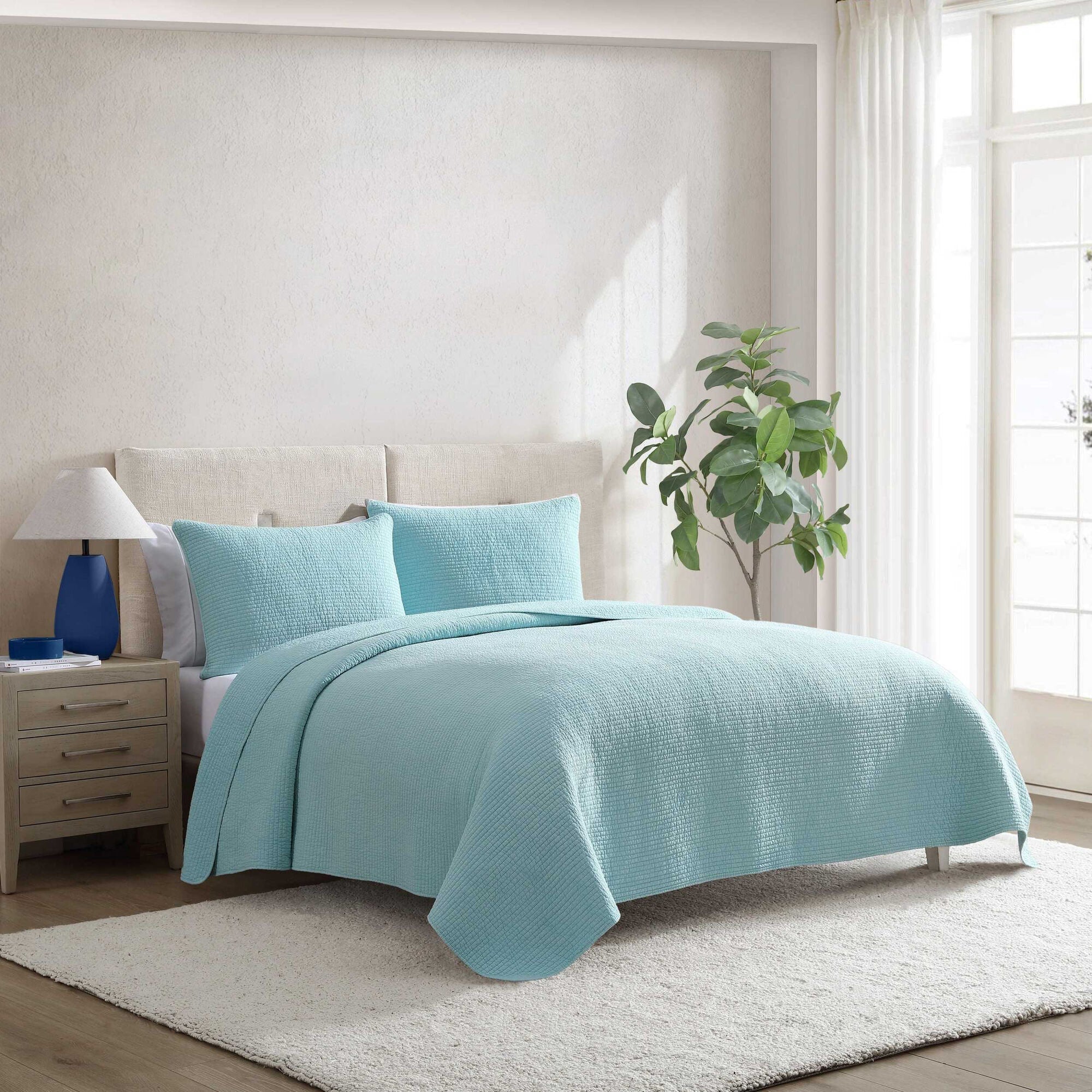 Nautica Seashore Stitch Green Full/Queen Quilt Set