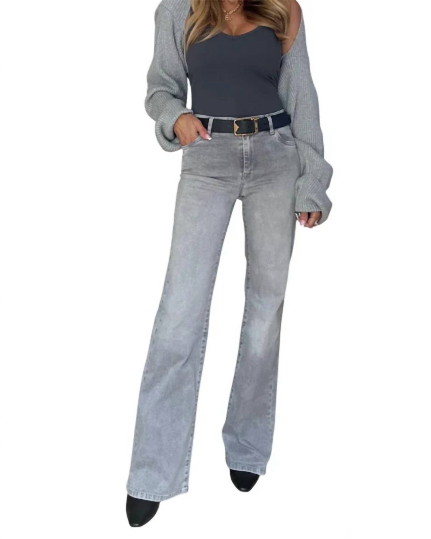 Orel Classic Denim Jeans In Gray Sky