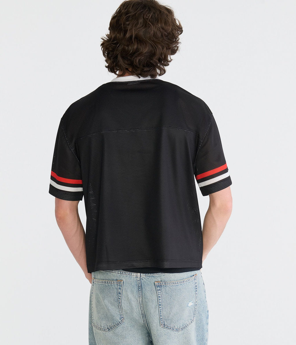 Aeropostale Formula 1 Checkered Flag Boxy V-Neck Jersey