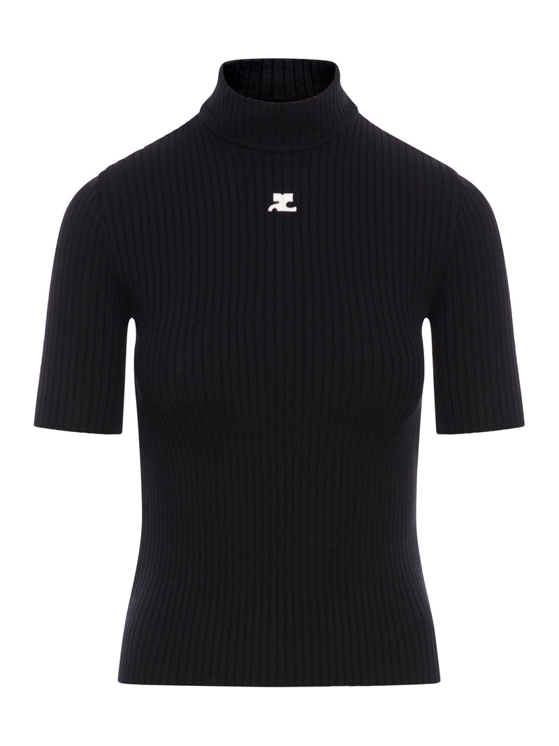 Courreges Women Reedition Short Sleeves Rib Knit Sweater