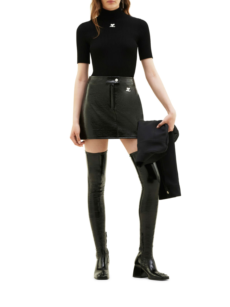 Courreges Women Reedition Short Sleeves Rib Knit Sweater