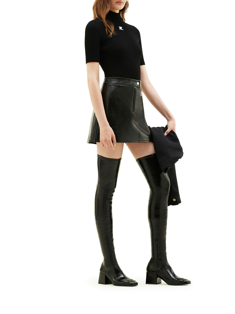 Courreges Women Reedition Short Sleeves Rib Knit Sweater