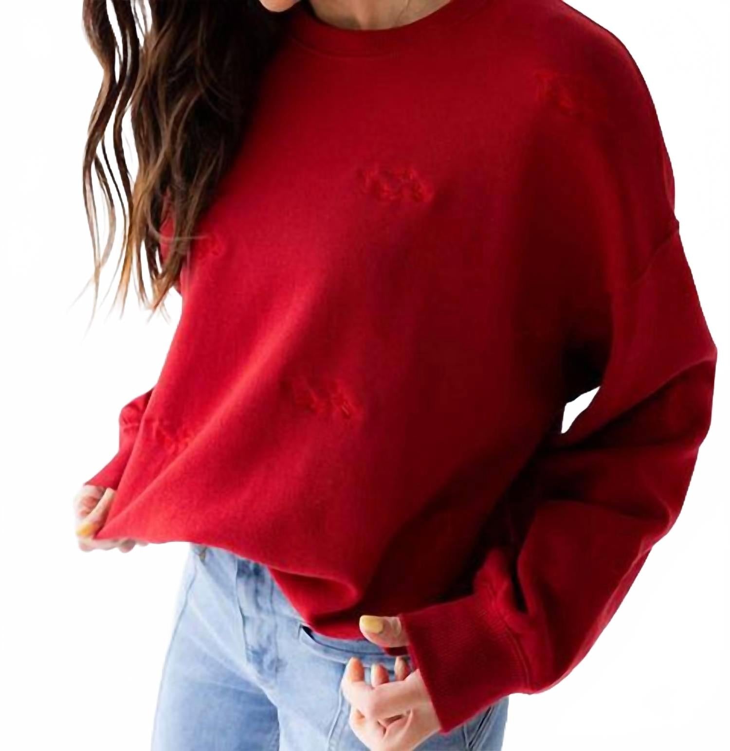 Arkansas Ritter Crew Top In Crimson