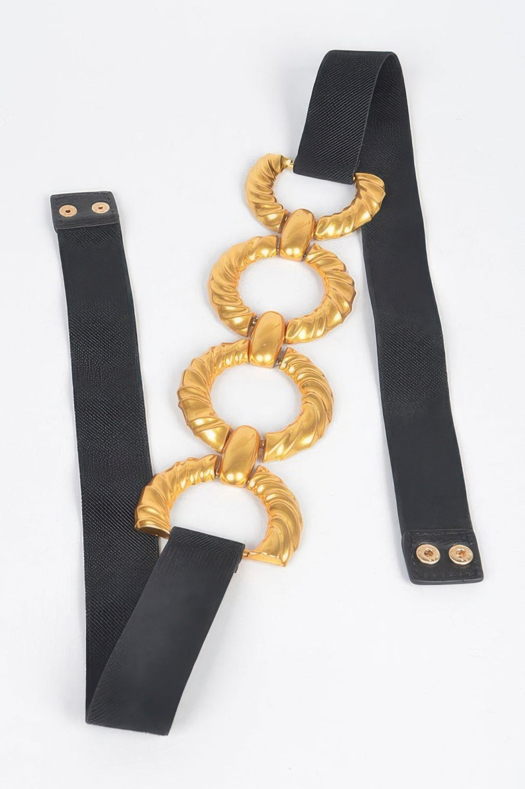 Wide Elastic Waist Belt with Multi Metal Buckle