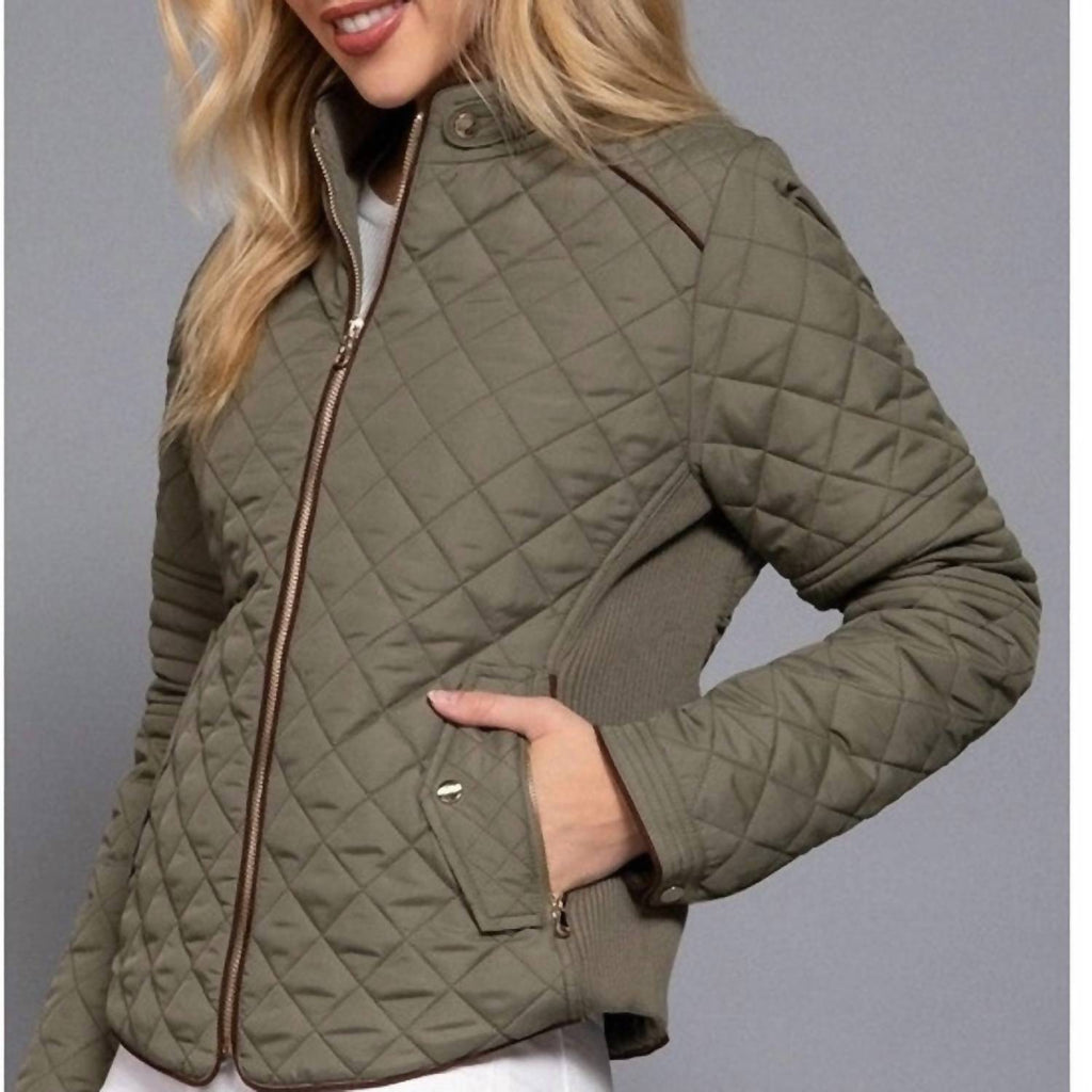 Quilted Padding Jacket In Olive